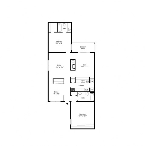Davenport Apartments Floor Plan B9 Floor Plan B9 at Davenport Apartments in Dallas, TX